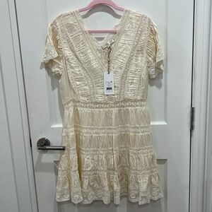 LOVESHACKFANCY Mini Alik Dress Antique White Size 14 NWT